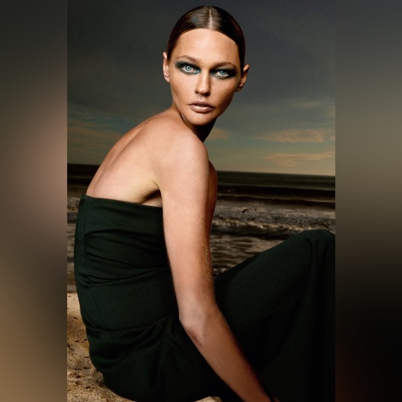 ZARA Green Black Sculpting Structured Strapless Dress - Picture 12 of 12